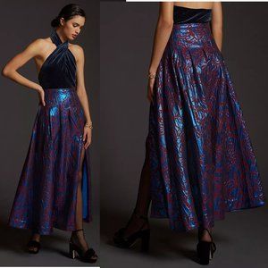 Anthropologie Maeve Pleated Shimmer Maxi Skirt size 16 nwt new